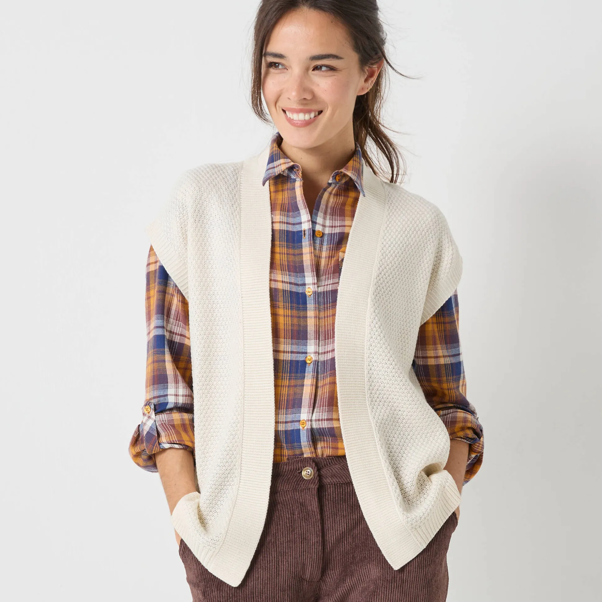 Mouwloos vest, fantasietricot
