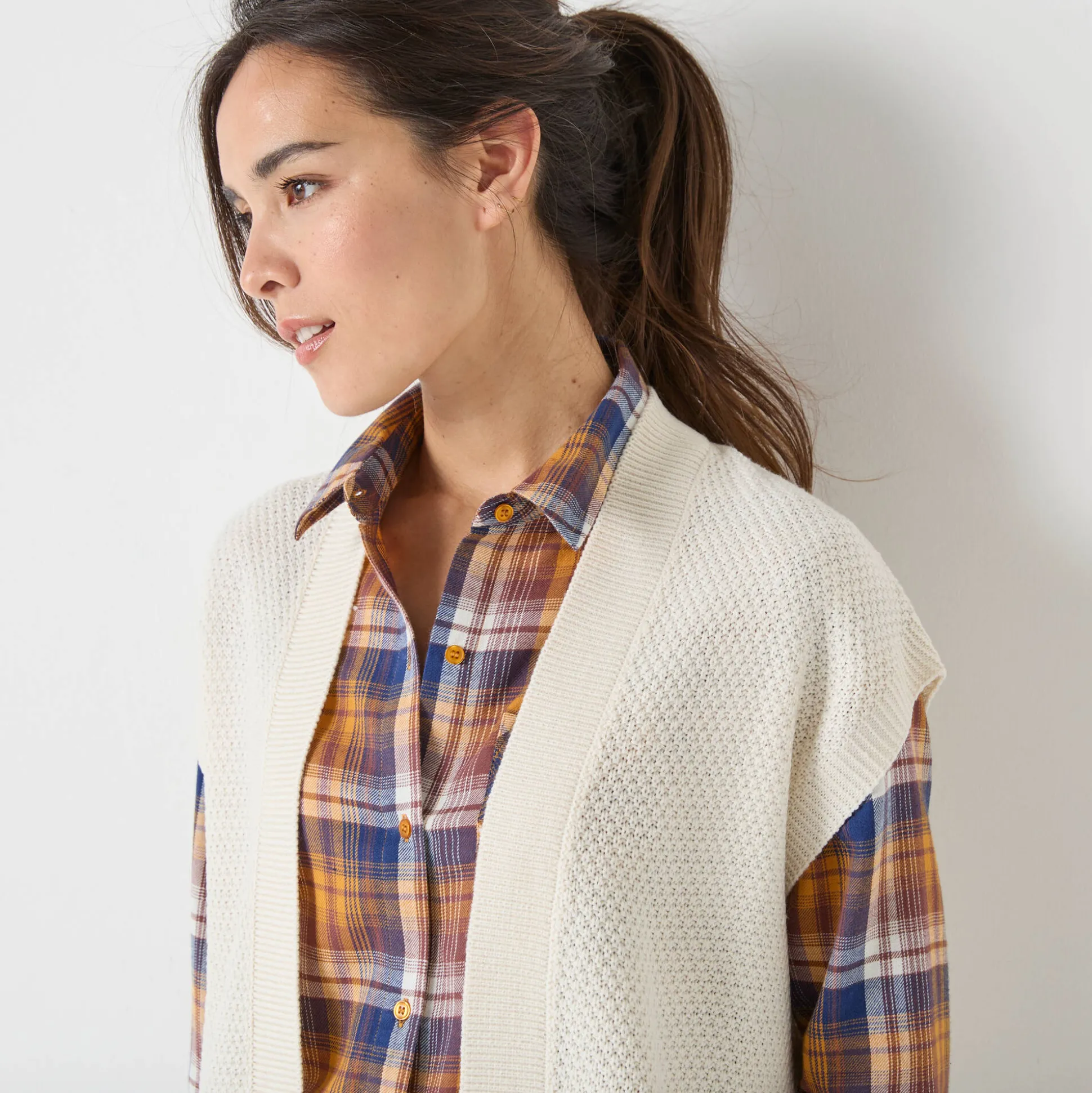 Mouwloos vest, fantasietricot