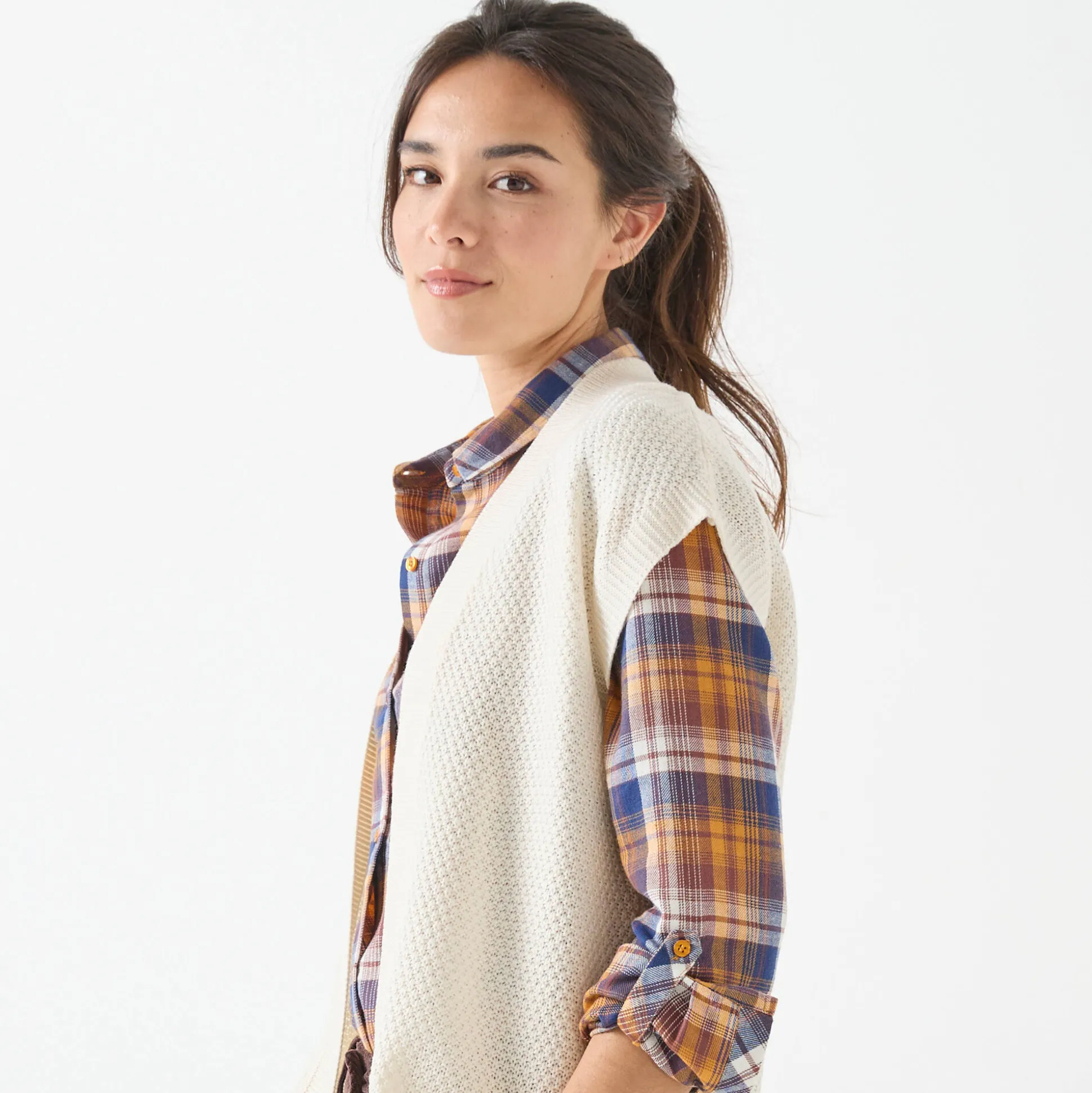 Mouwloos vest, fantasietricot