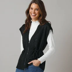 Mouwloos vest, fantasietricot