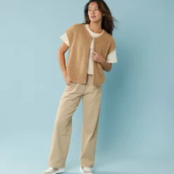 Mouwloos vest in harig tricot, kleine lengtes