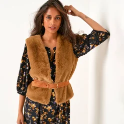 Mouwloos vest in imitatiebont