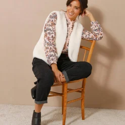 Mouwloos vest in imitatiebont