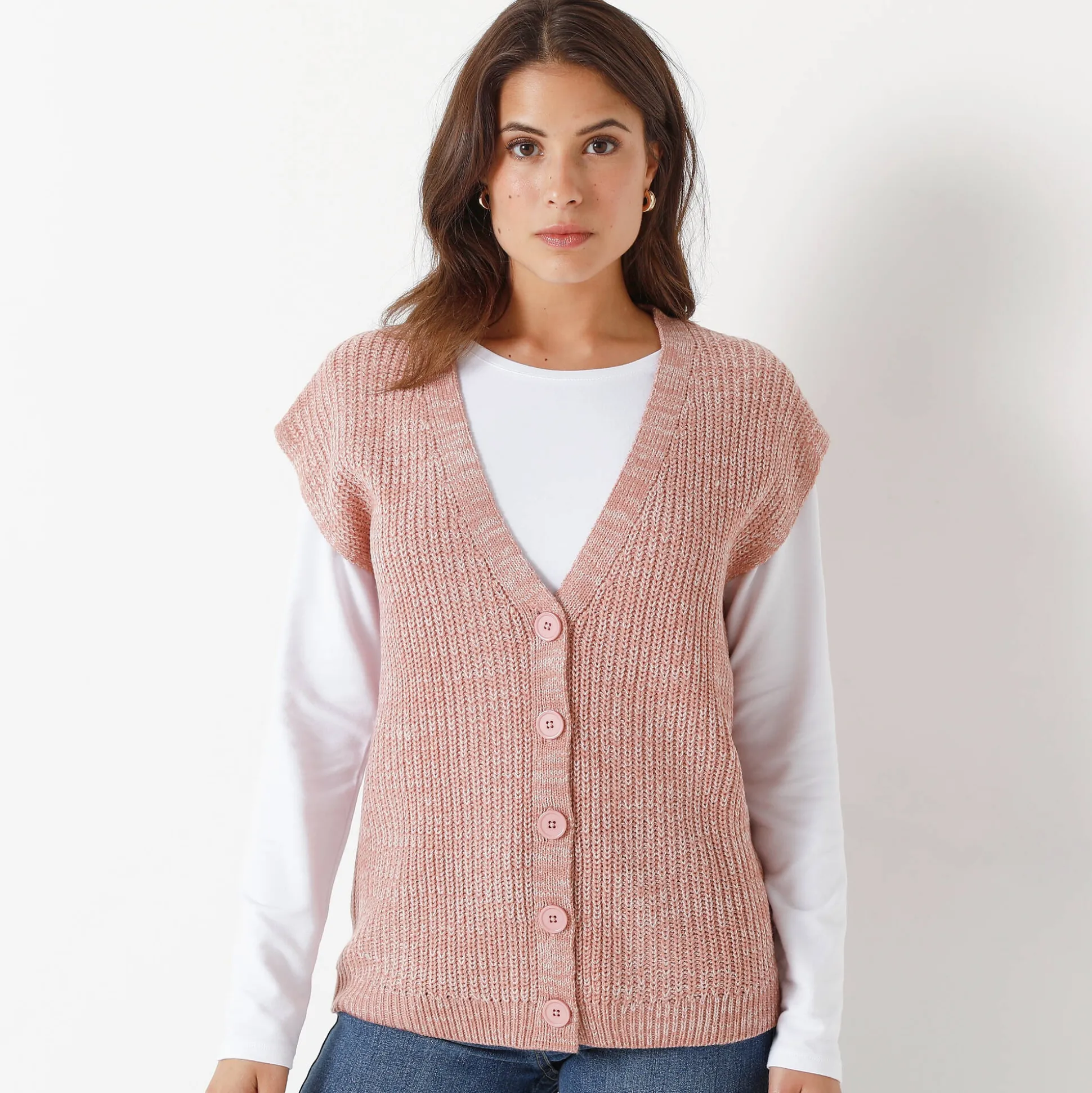 Mouwloos vest met knopen