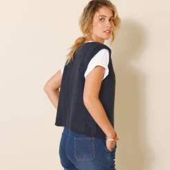 Mouwloos vest met ronde hals