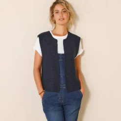 Mouwloos vest met ronde hals