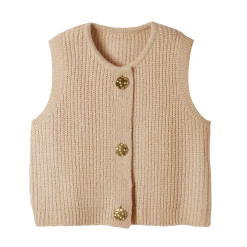 Mouwloos vest met zachte touch, goudkleurige knopen