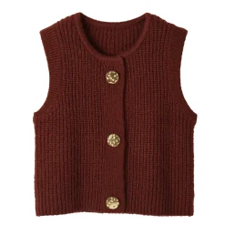 Mouwloos vest met zachte touch, goudkleurige knopen