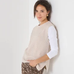 Mouwloze trui in origineel patenttricot