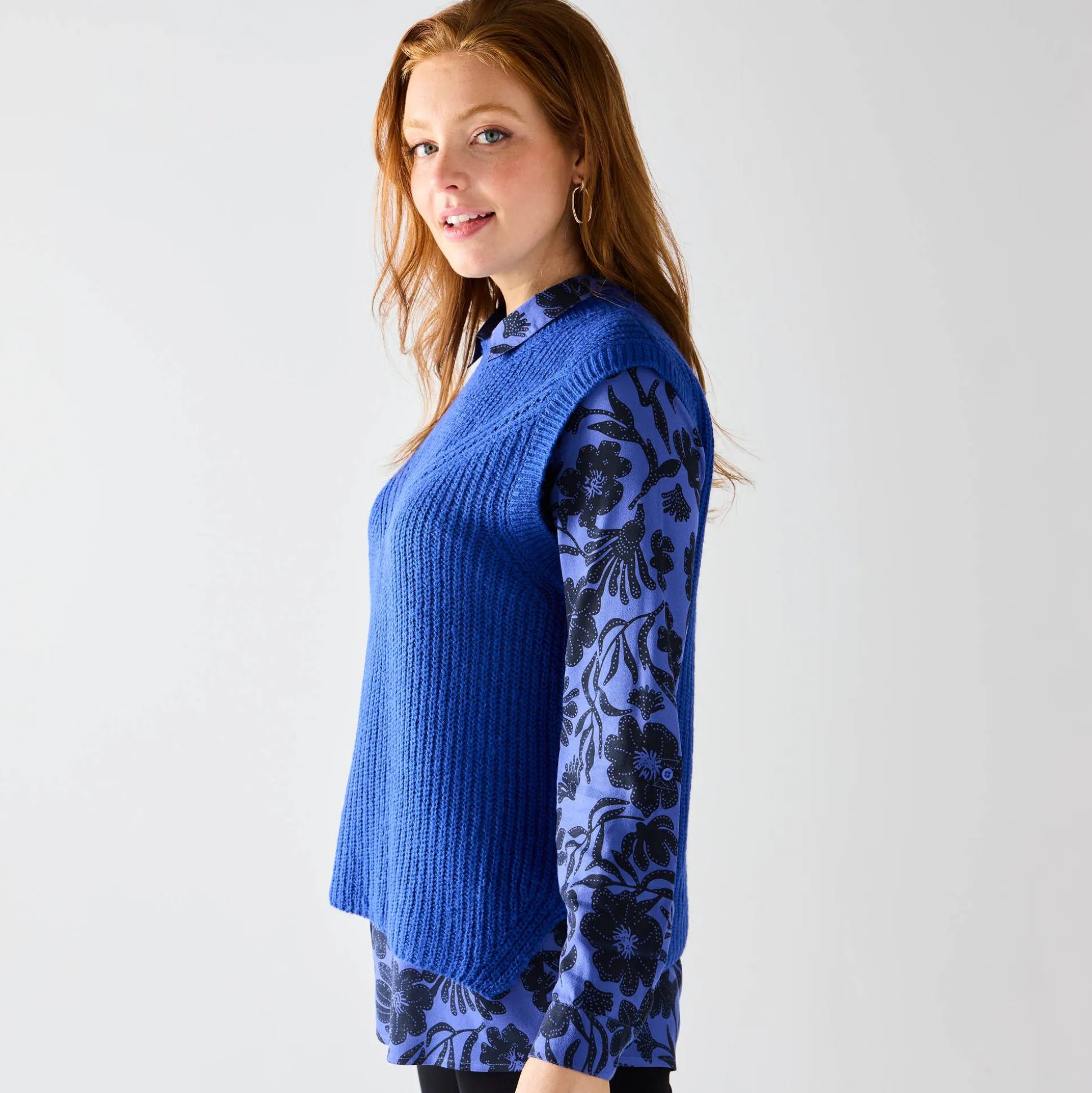 Mouwloze trui in origineel patenttricot