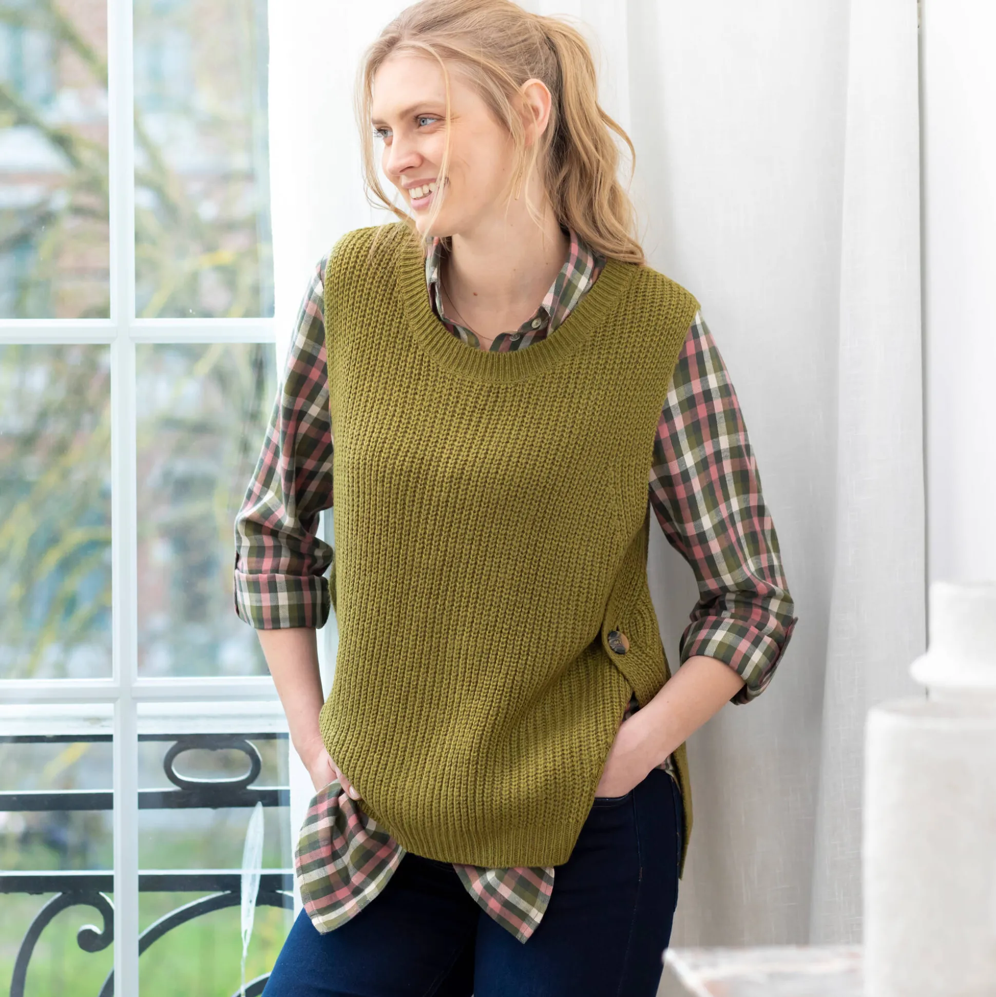 Mouwloze trui in tricot