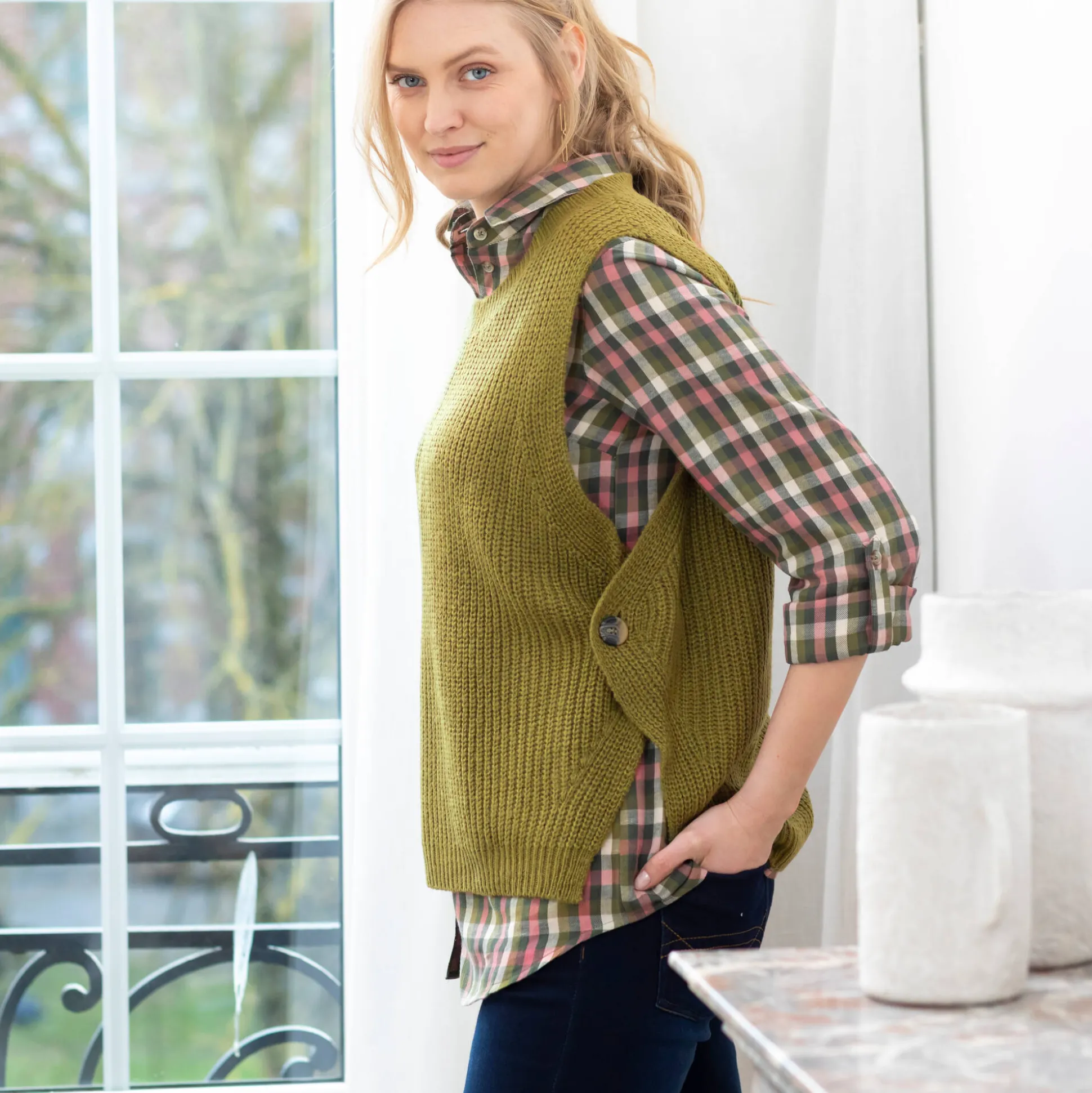 Mouwloze trui in tricot
