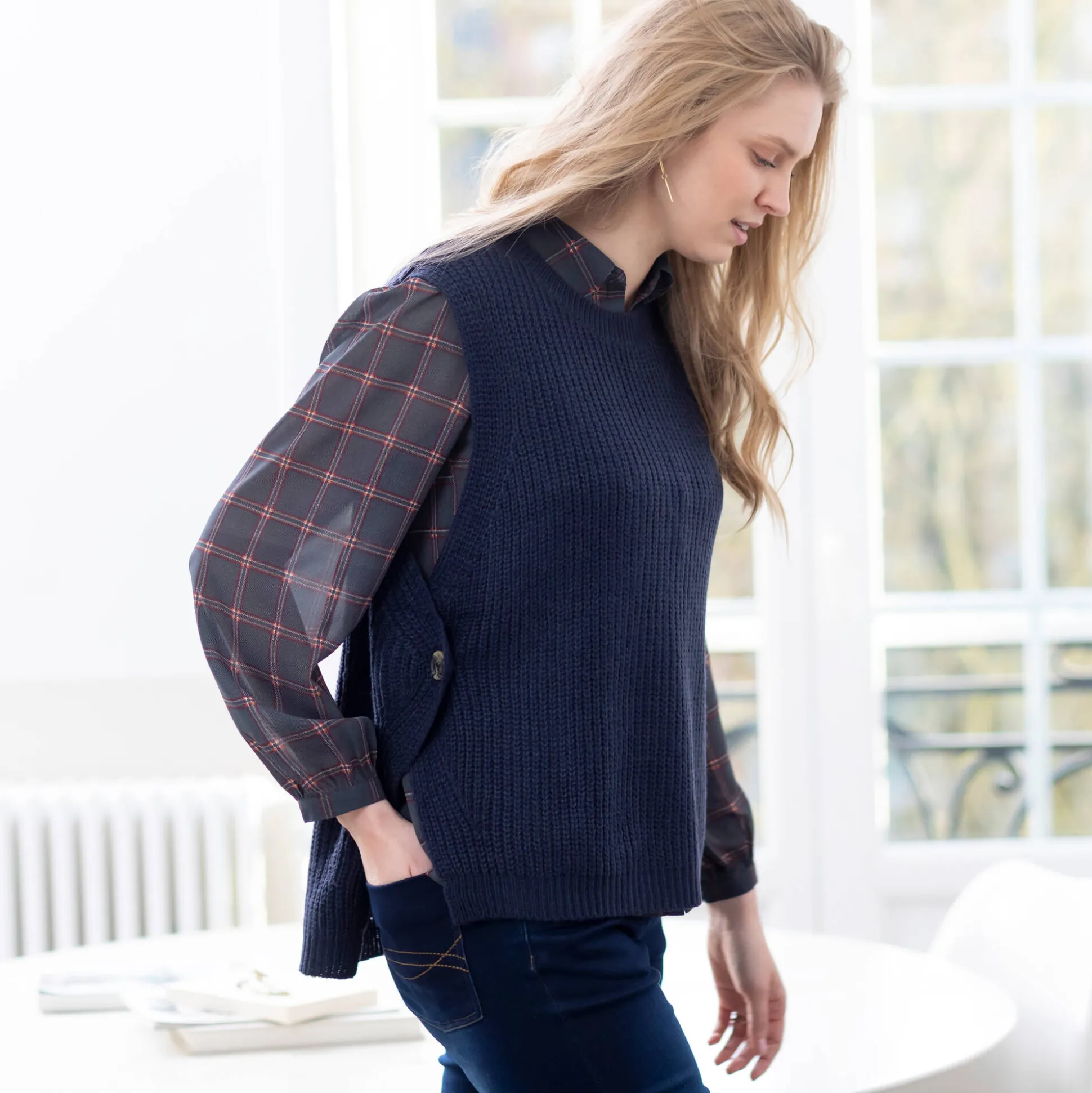 Mouwloze trui in tricot
