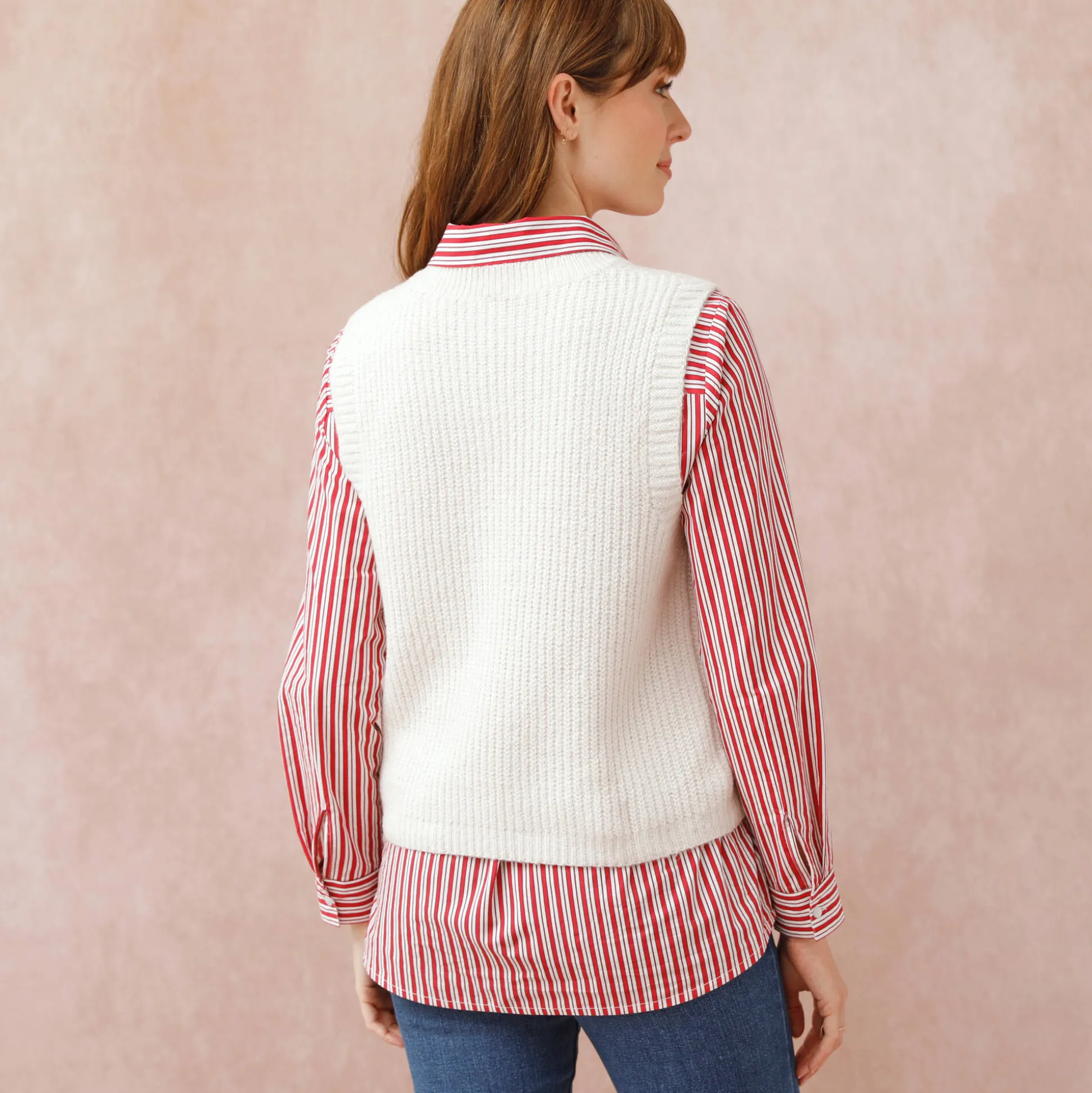 Mouwloze trui met ronde hals