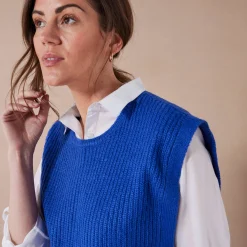 Mouwloze tuniektrui, patenttricot met zachte touch