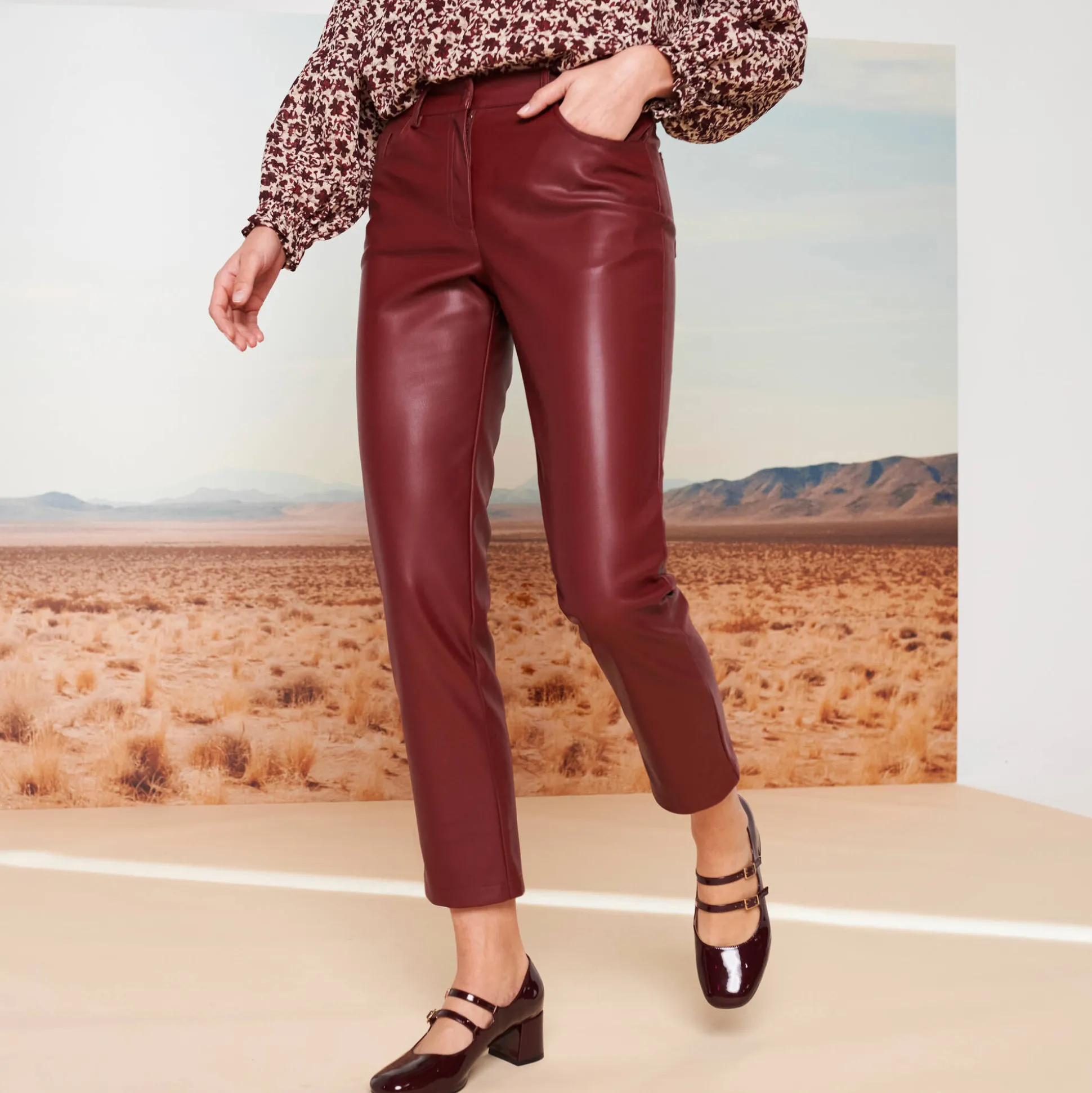 Nauwsluitende 7/8-broek, gecoat aspect