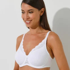 Omhullende beha in tricot en kant 