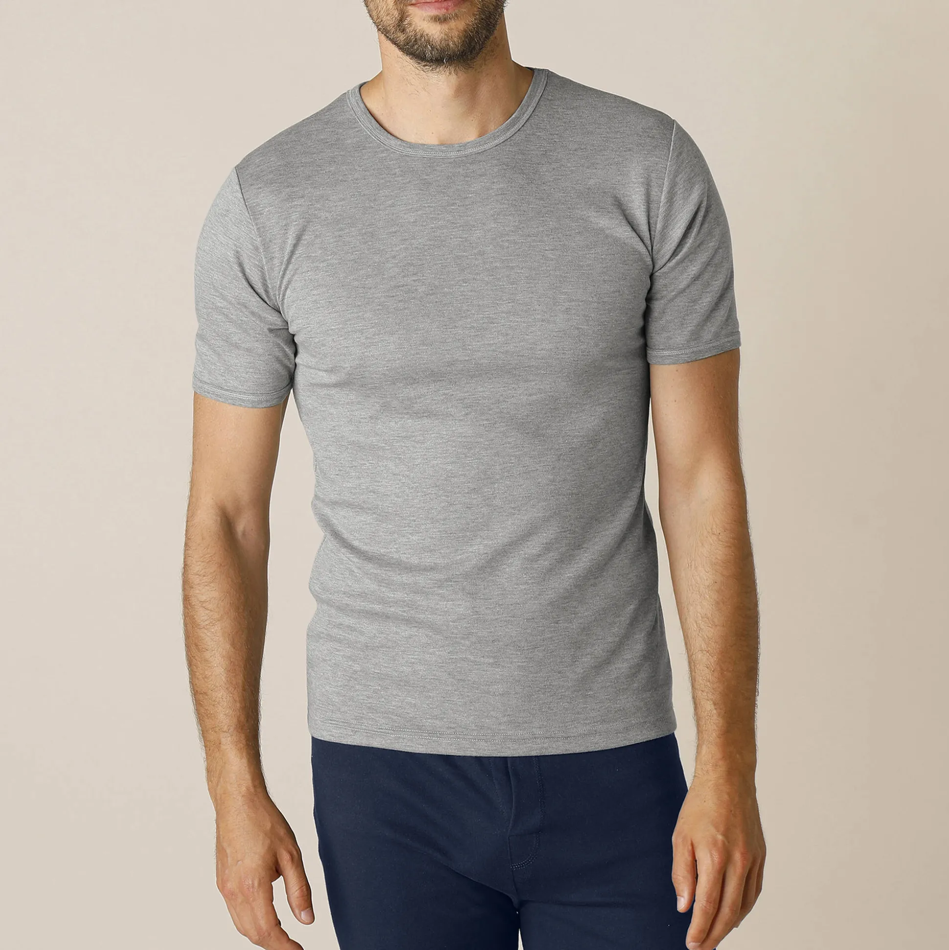 Ondershirt voor heren, met ronde hals en korte mouwen, intense warmte - set van 2