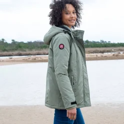 Ondoorlatende effen parka met fleecevoering