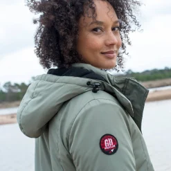 Ondoorlatende effen parka met fleecevoering
