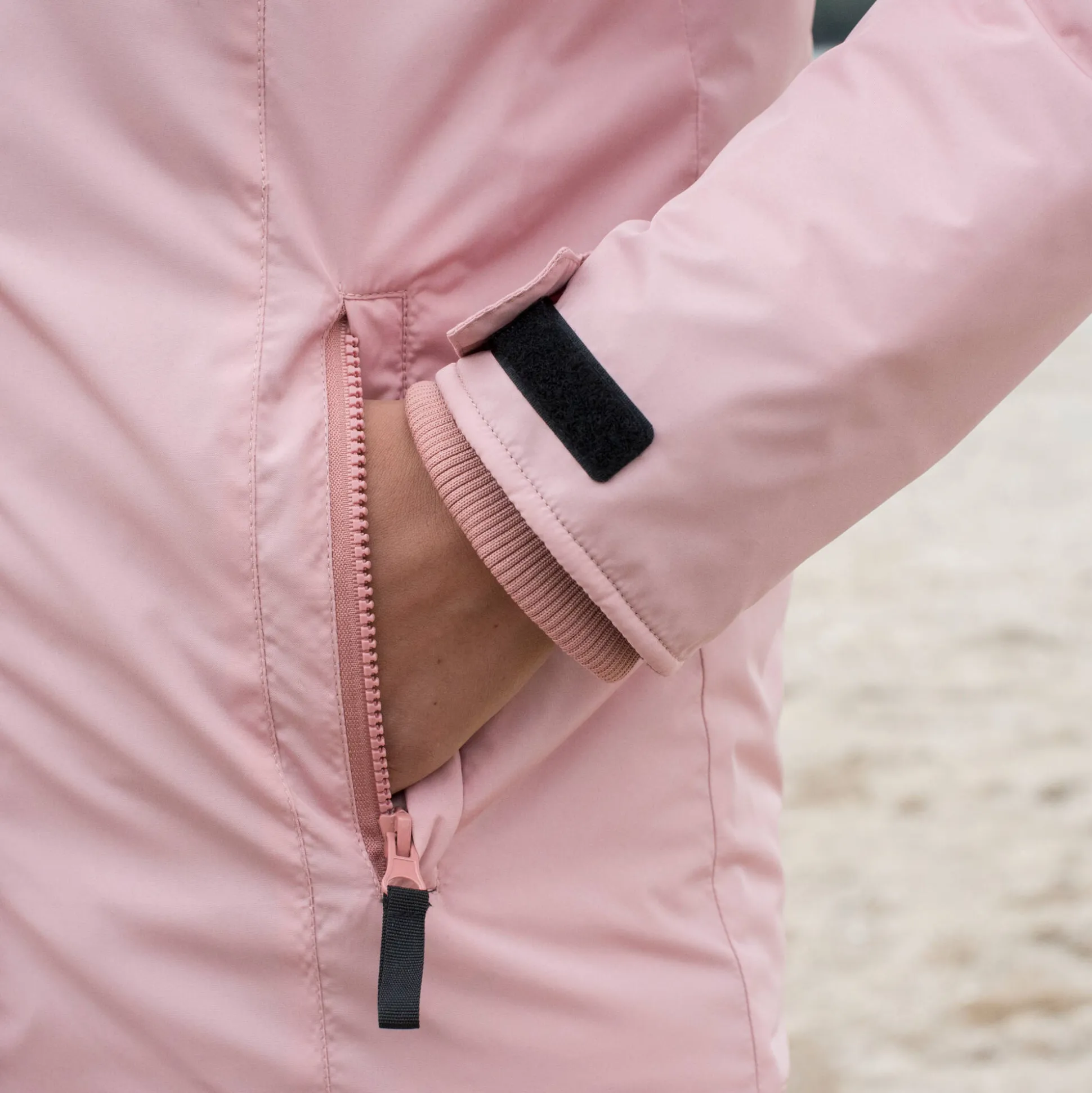 Ondoorlatende effen parka met fleecevoering