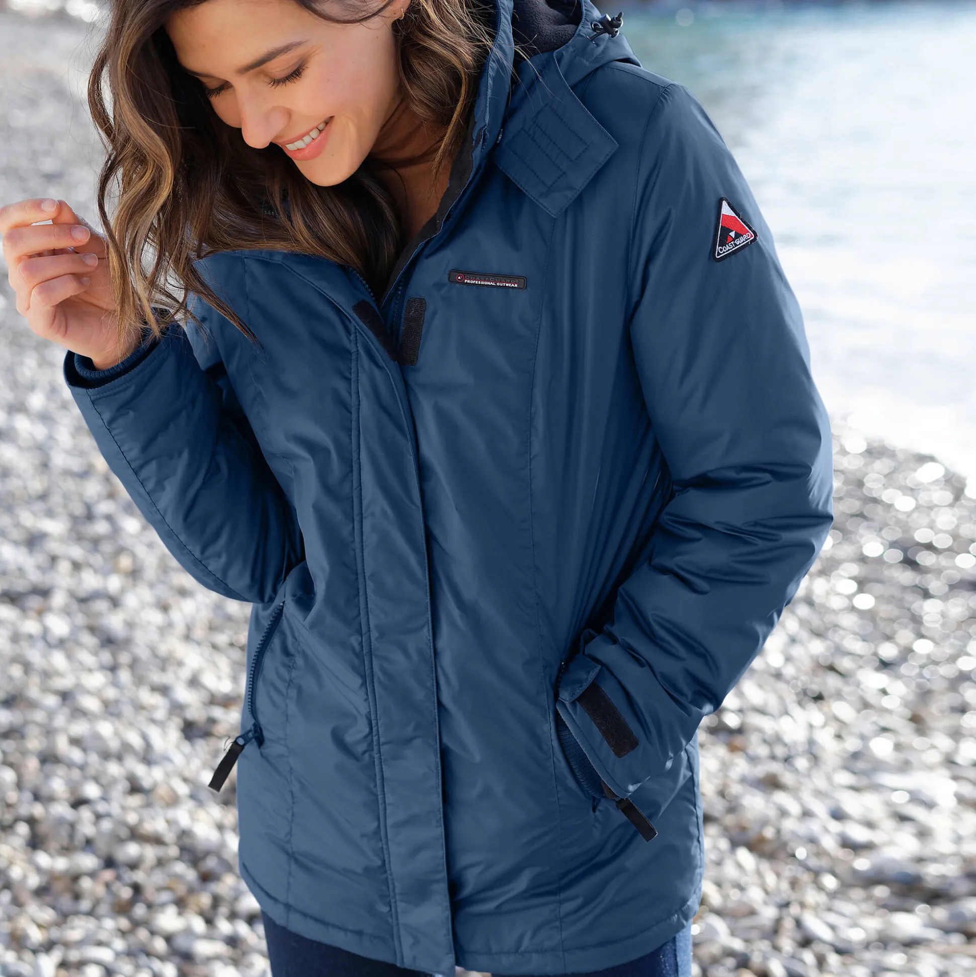 Ondoorlatende effen parka met fleecevoering