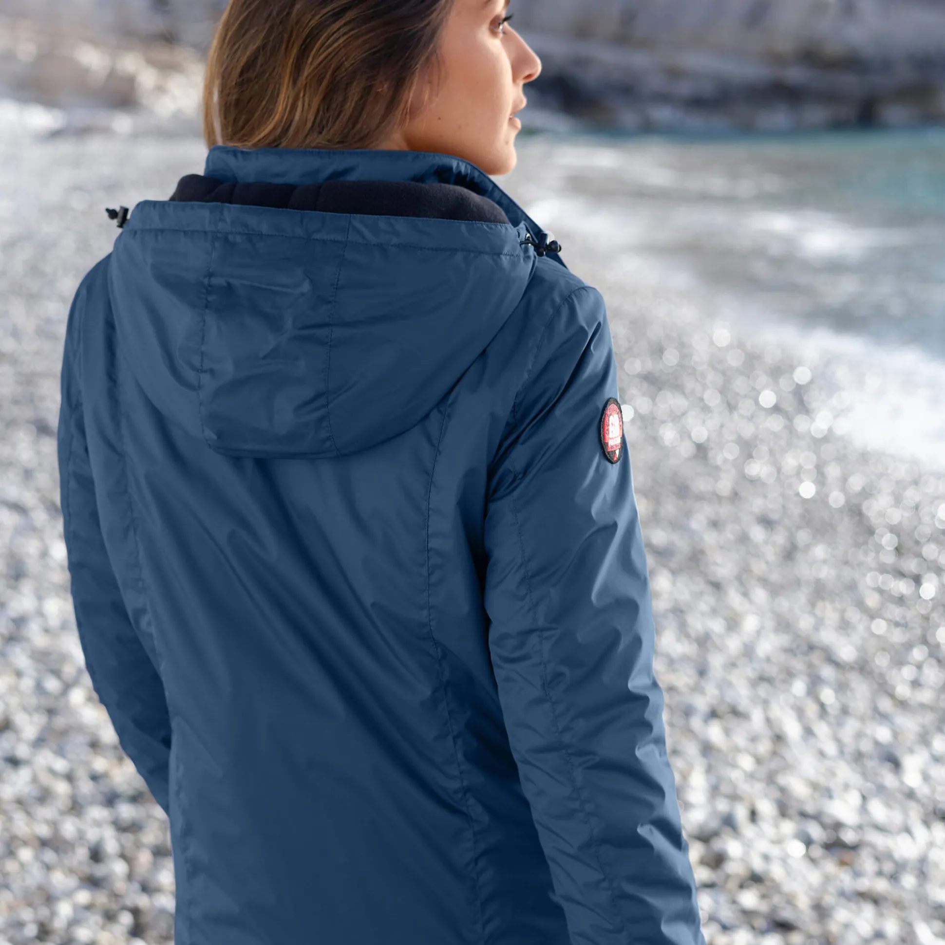 Ondoorlatende effen parka met fleecevoering