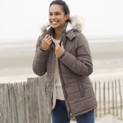Ondoorlatende gewatteerde jas met kap