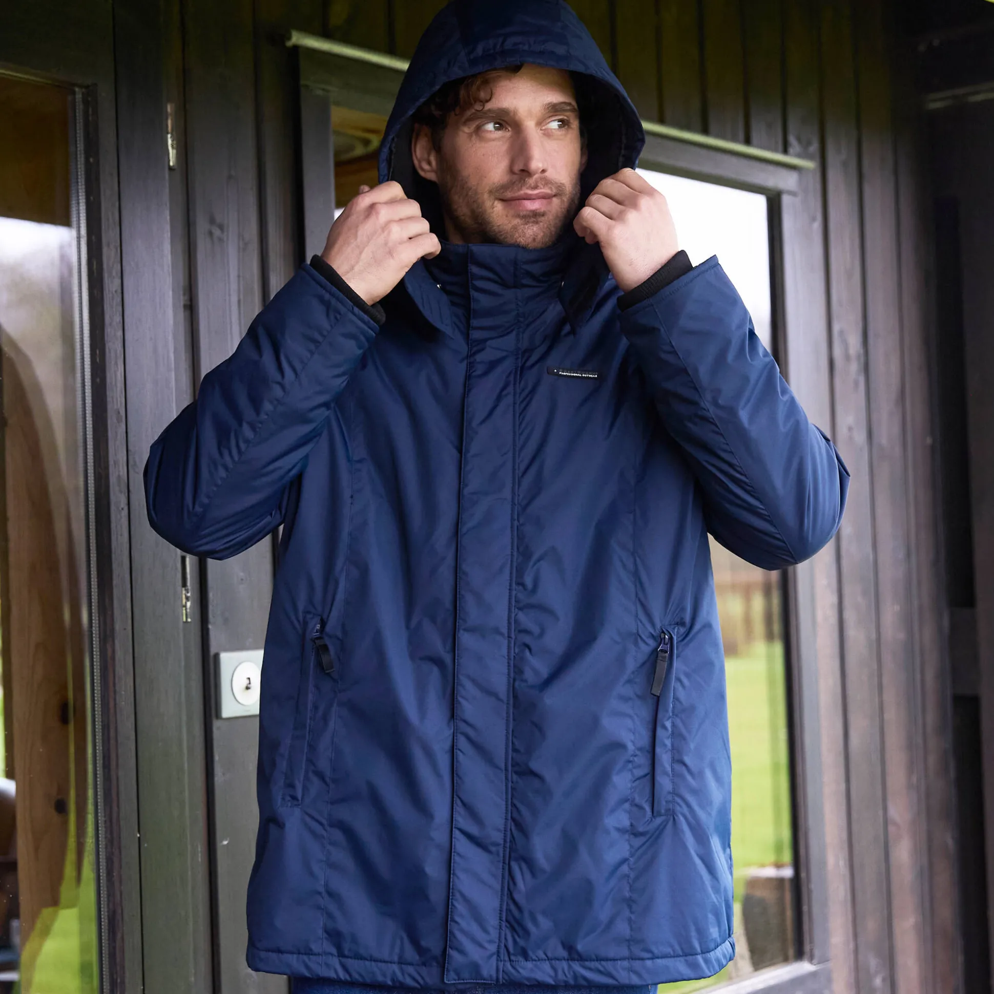 Ondoorlatende parka met fleecevoering en kap