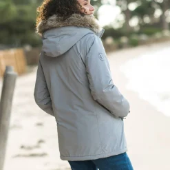 Ondoorlatende parka met rits en afneembare kap