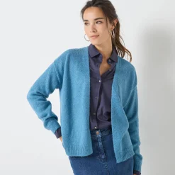 Open vest, mix van wol en mohair