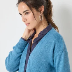 Open vest, mix van wol en mohair