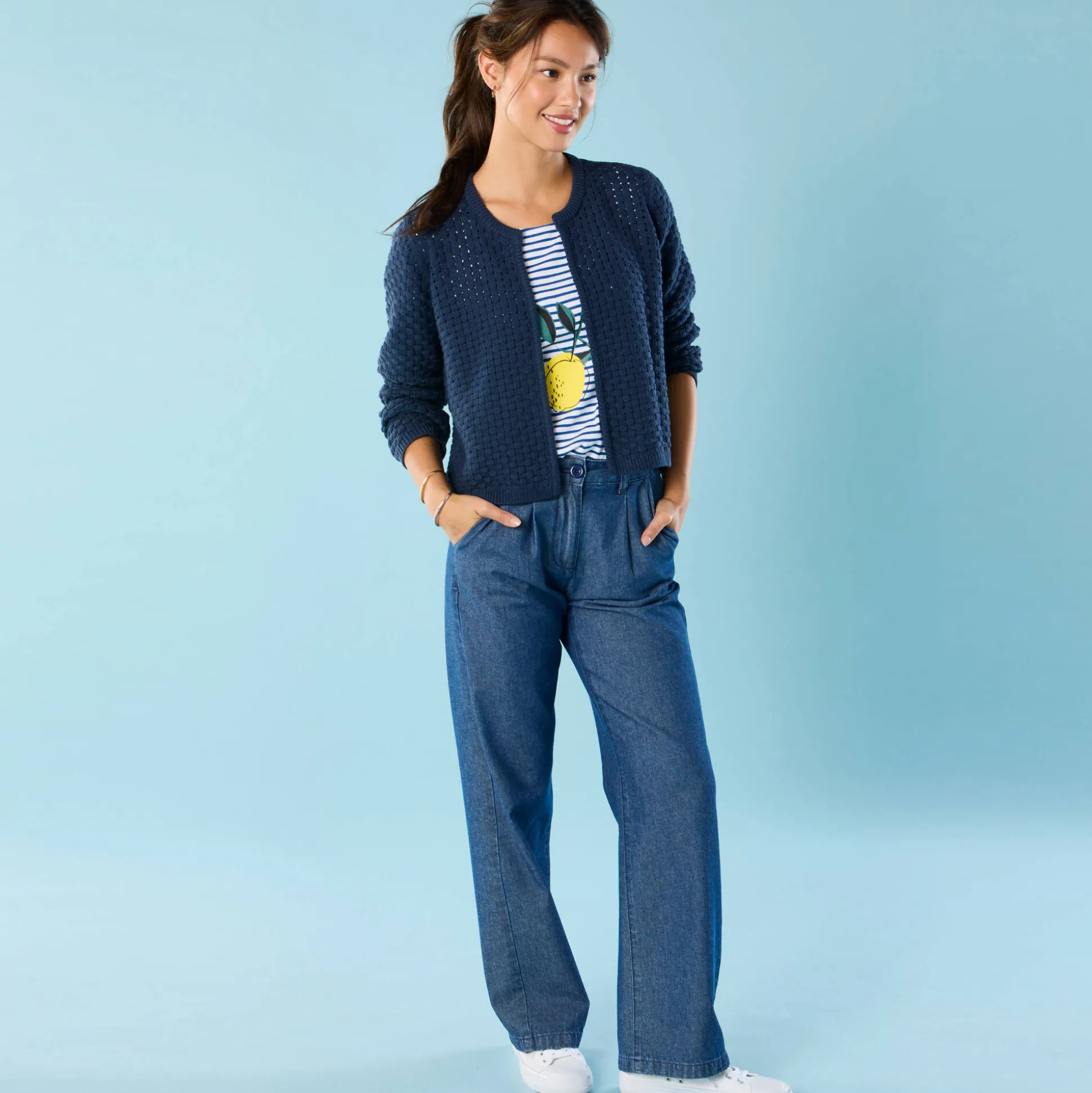 Paletotvest in fantasietricot, Kleine Lengtes