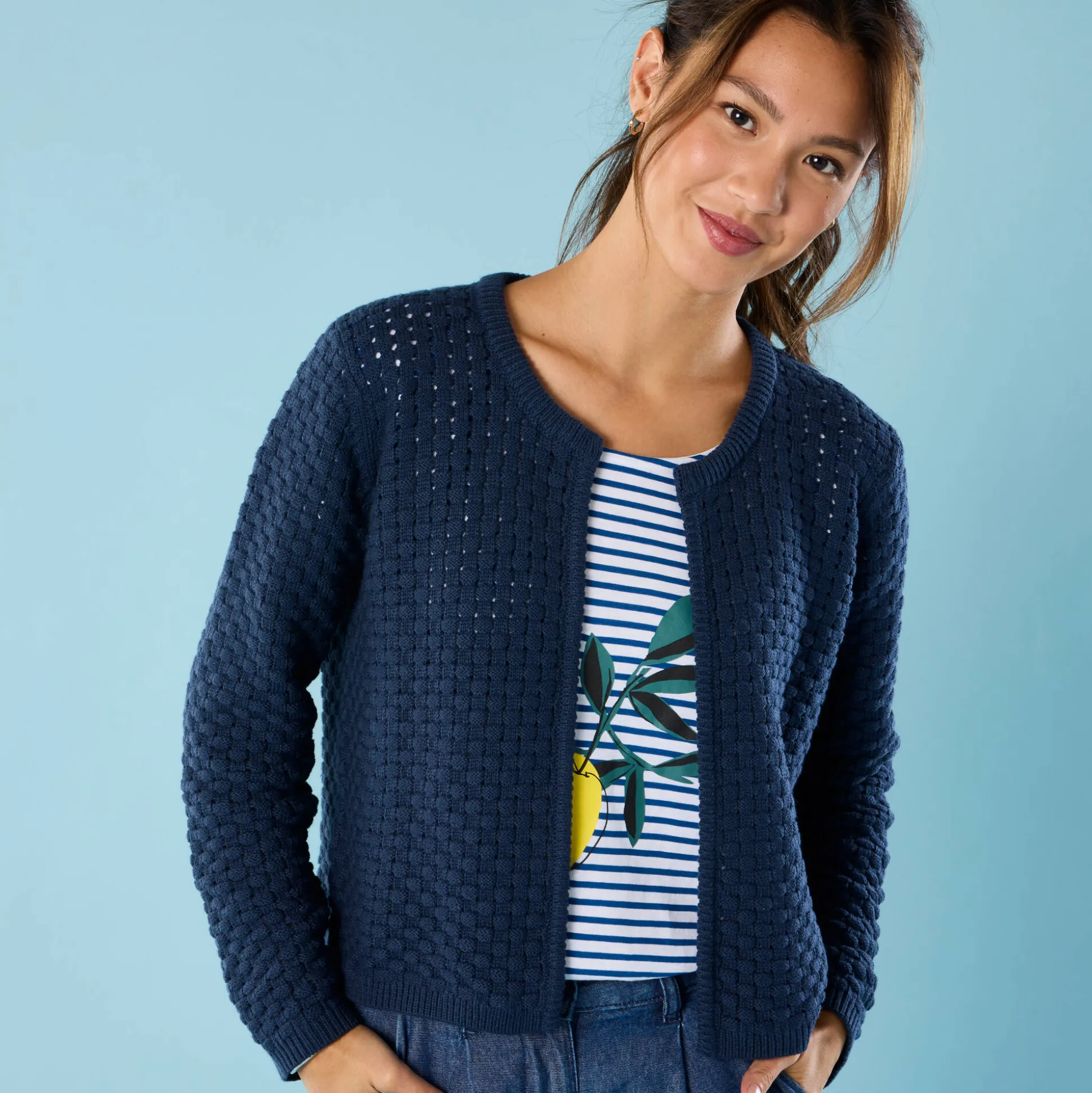Paletotvest in fantasietricot, Kleine Lengtes