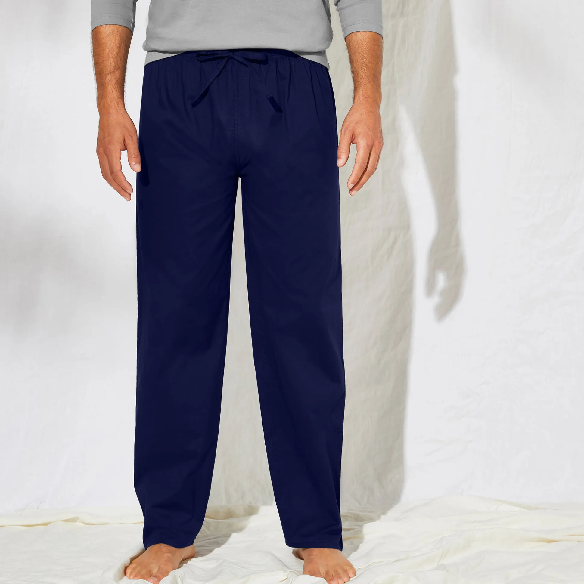 Pantalon pyjama uni + carreaux bas droits - lot de 2