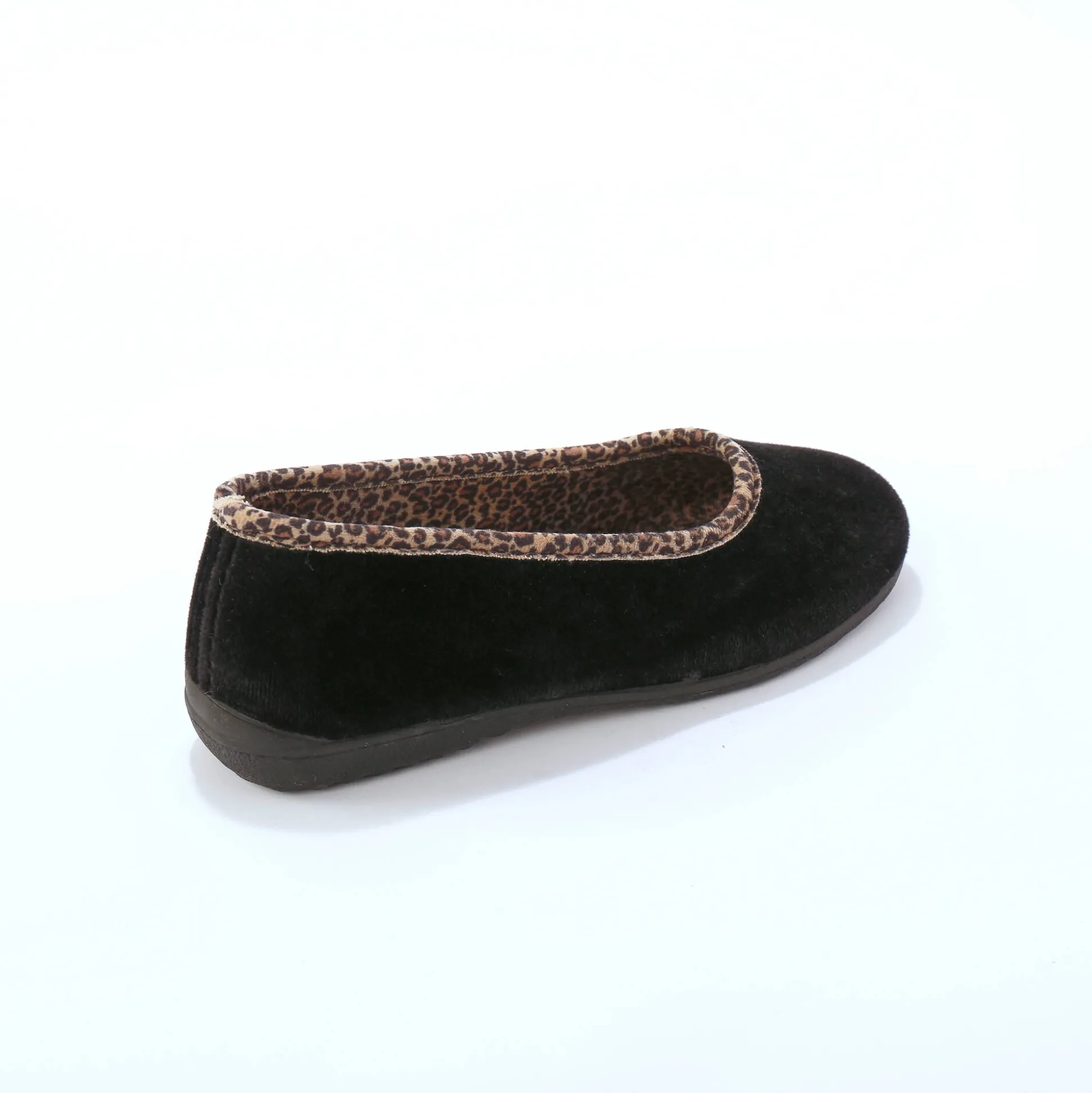 Pantoffels in ballerinamodel, biesje met luipaardmotief