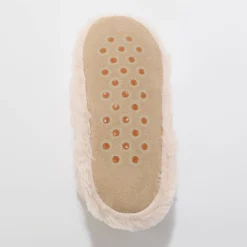 Pantoffels in laarsmodel met pompons en nepbontaspect