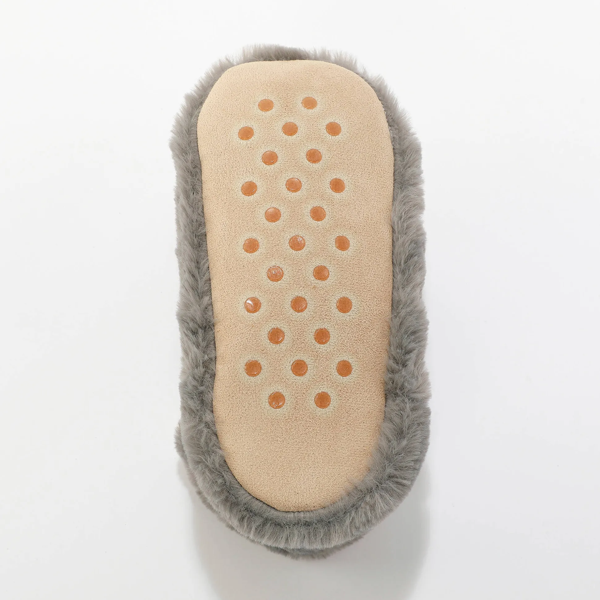 Pantoffels in laarsmodel met pompons en nepbontaspect