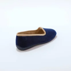 Pantoffels in velours, contrastbiesje