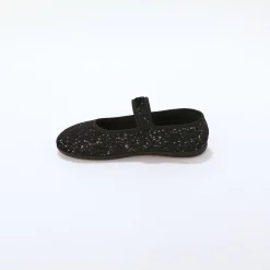 Pantoffels met riempje, glinsterend velours