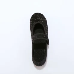 Pantoffels met riempje, glinsterend velours