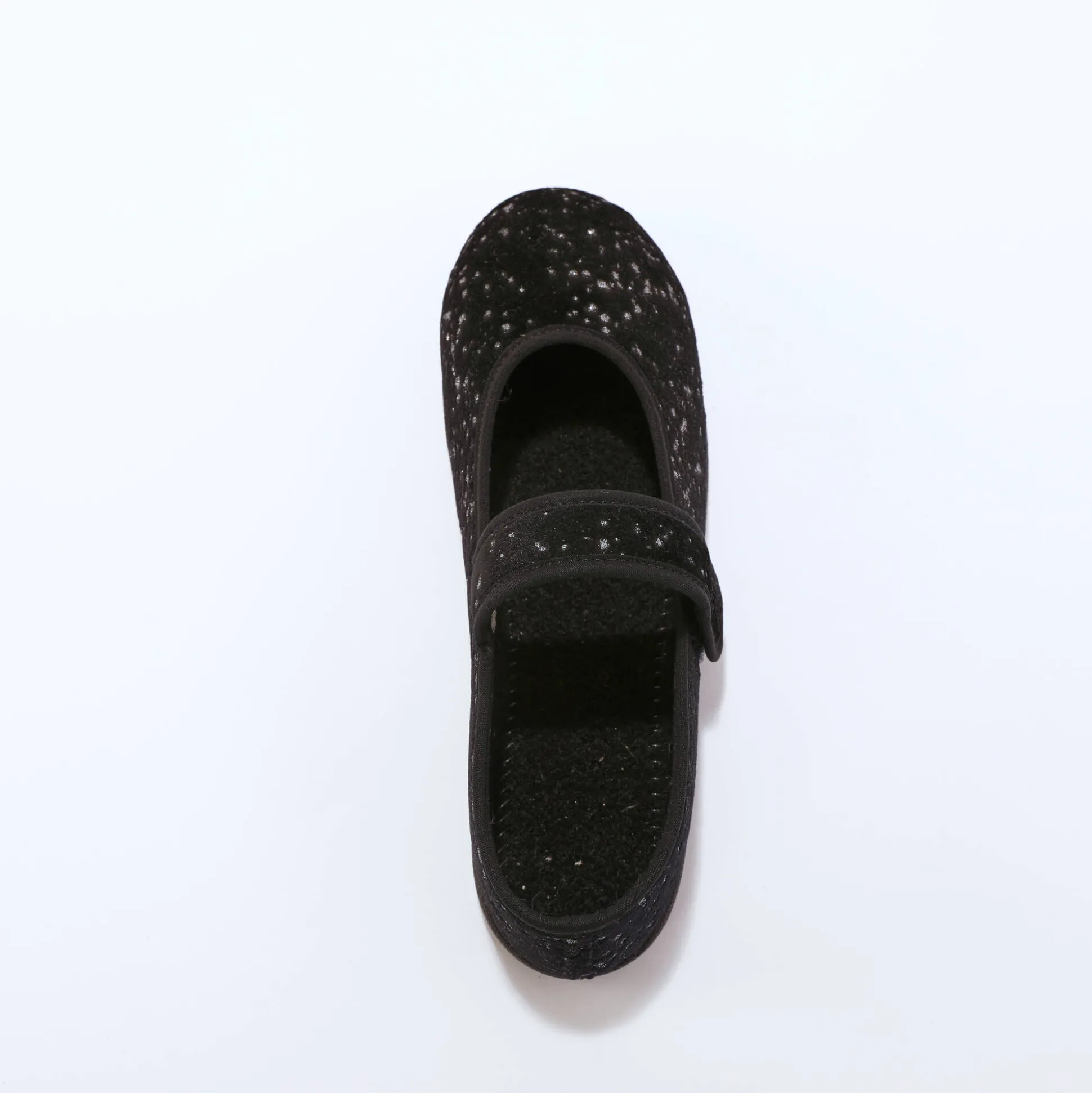 Pantoffels met riempje, glinsterend velours