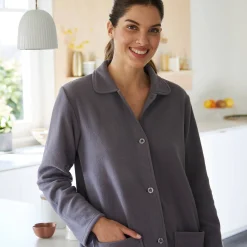 Peignoir in fleece met knoopsluiting