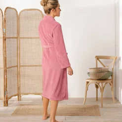 Peignoir in fleece met pluchetouch - 115 cm lang, lange mouwen
