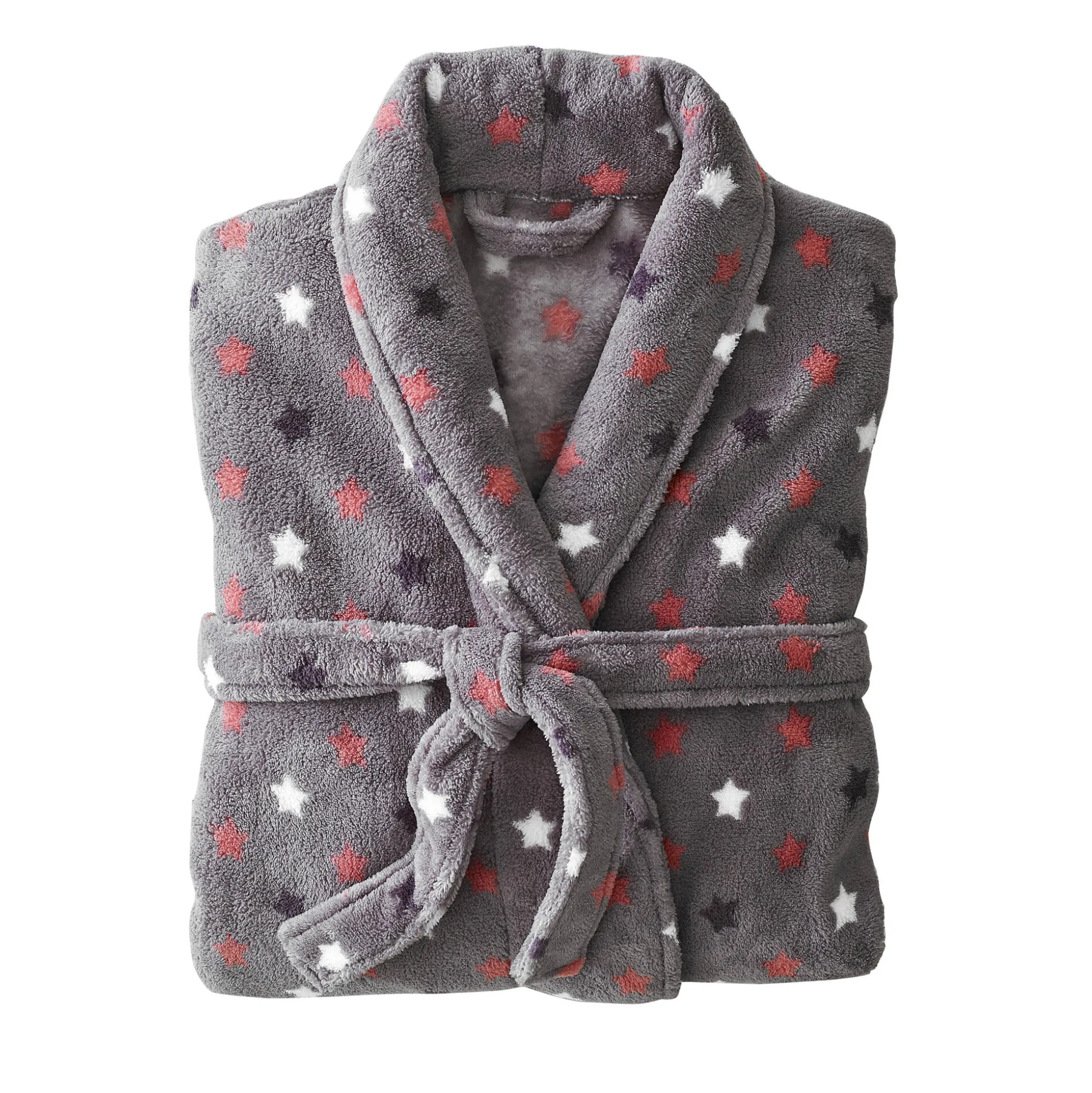 Peignoir in fleece met pluchetouch - 115 cm lang, lange mouwen