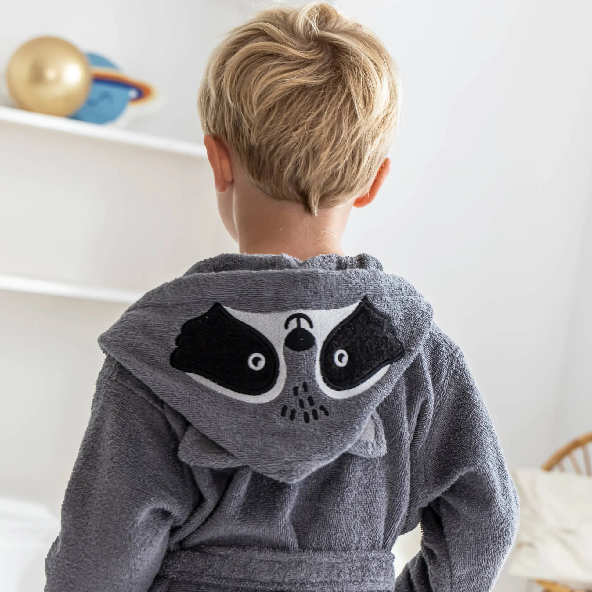 Personaliseerbare badjas voor kinderen, wasbeer