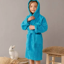 Personaliseerbare badjas met kap in badstof, kinderen