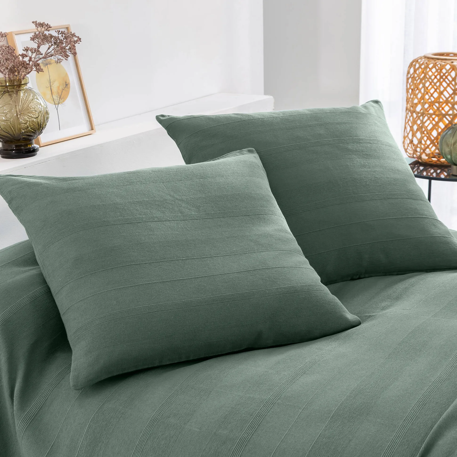 Plaid of sprei, effen katoen met artisanaal weefsel
