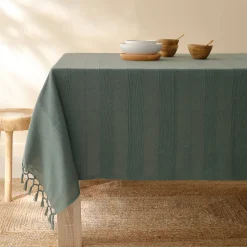Plaid of sprei, effen katoen met artisanaal weefsel