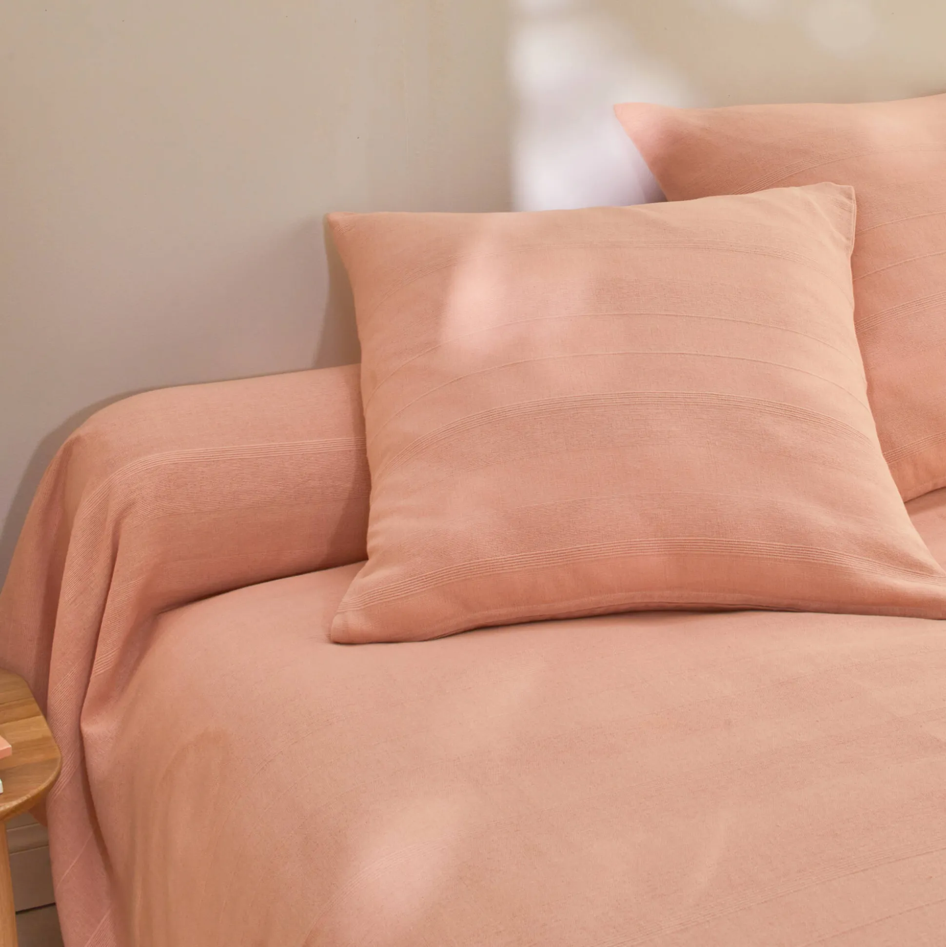 Plaid of sprei, effen katoen met artisanaal weefsel